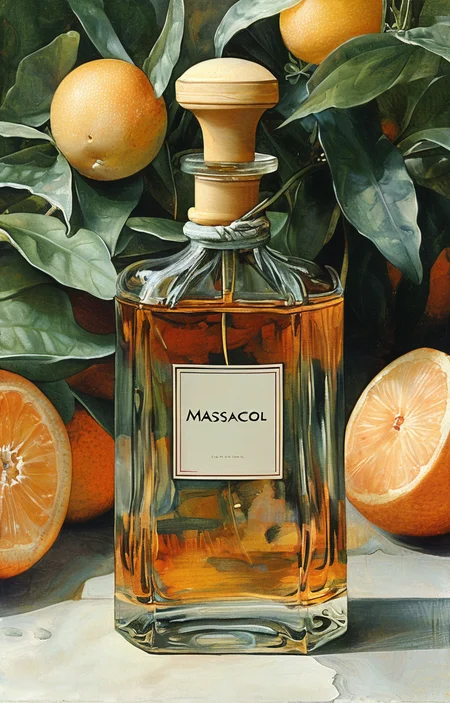 masterpiece,best quality,<lora:tbh197-sdxl:0.9>,illustration,style of Masaccio A bottle of perfume in garden