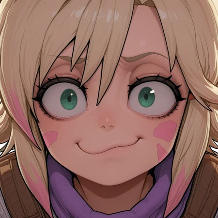 1girl, 
Tiny Tina, Borderlands,
official style, 
,
smug 
dramatic  pose, 
wide eyed  
,
<lora:DarkfireStyle12:1.4>