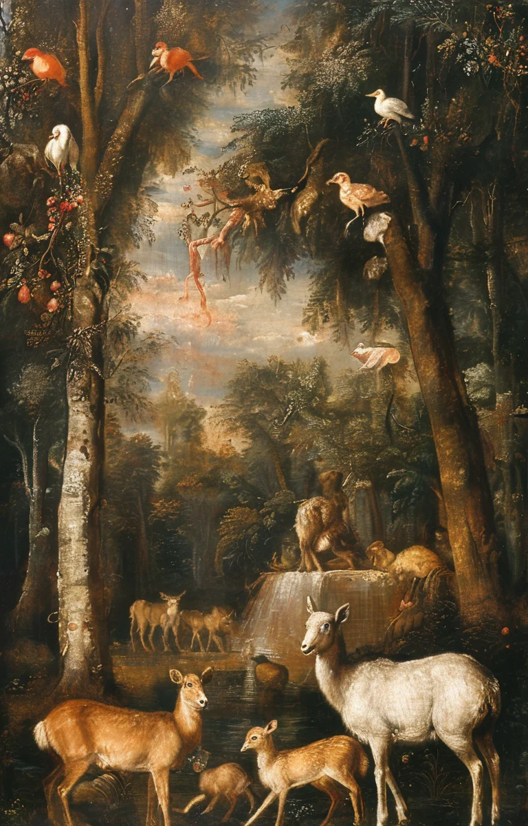masterpiece,best quality,<lora:tbh195-sdxl:0.9>,illustration,style of Titian, animals