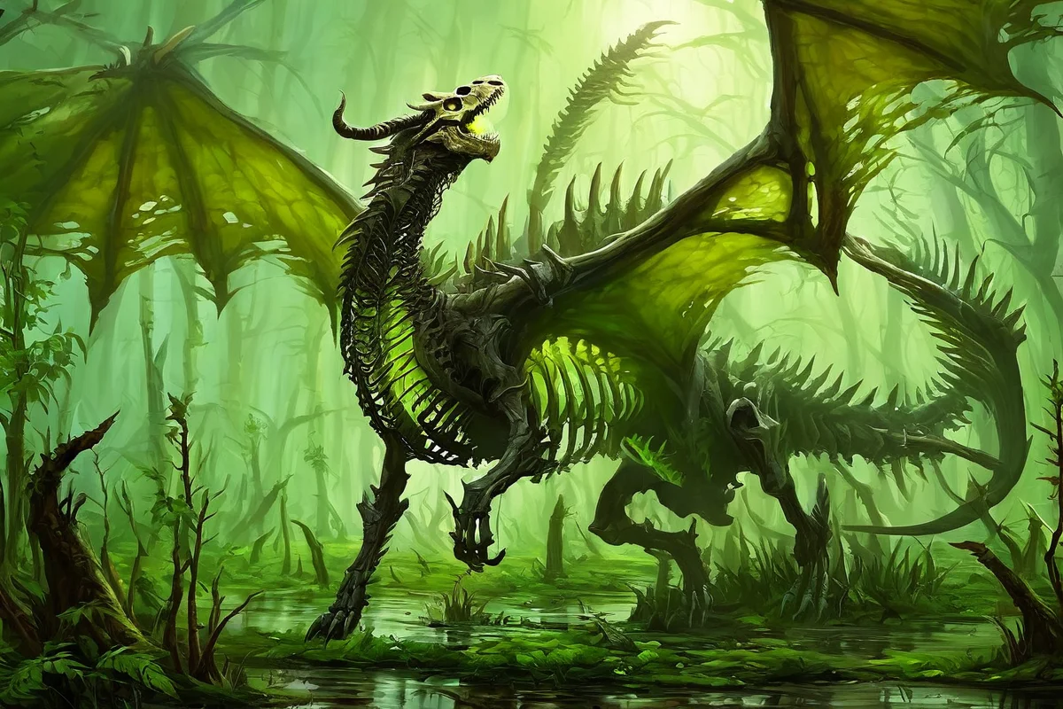 bone dragon in a swamp
<lora:Classic Western Dragons XL:0.8>