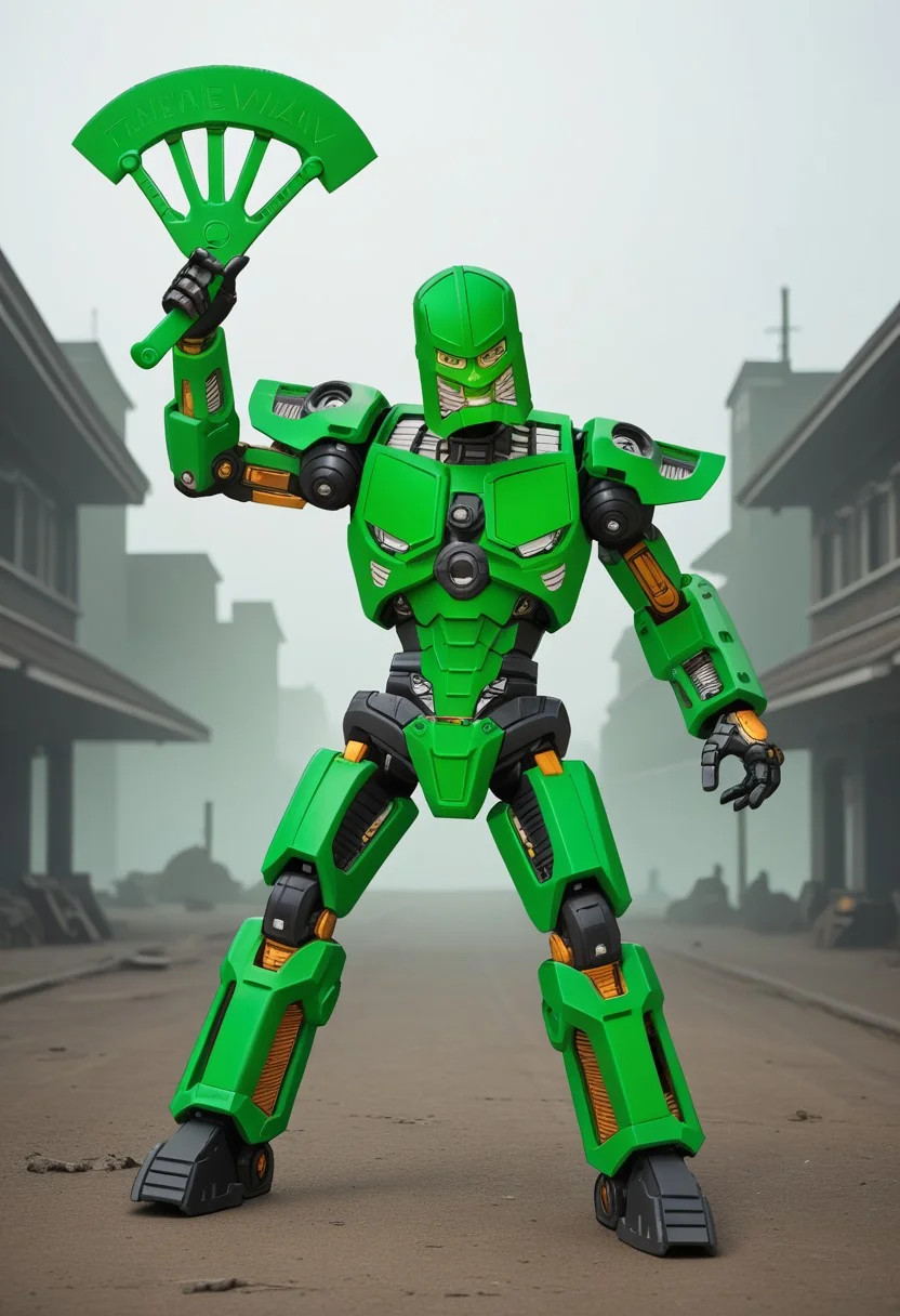 Toa Lewa, dynamic pose, axe, green mask, mecha