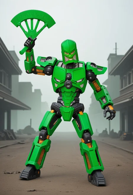 Toa Lewa, dynamic pose, axe, green mask, mecha