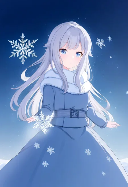 (1girl , solo ,  ),snow,  snowflake ,  background