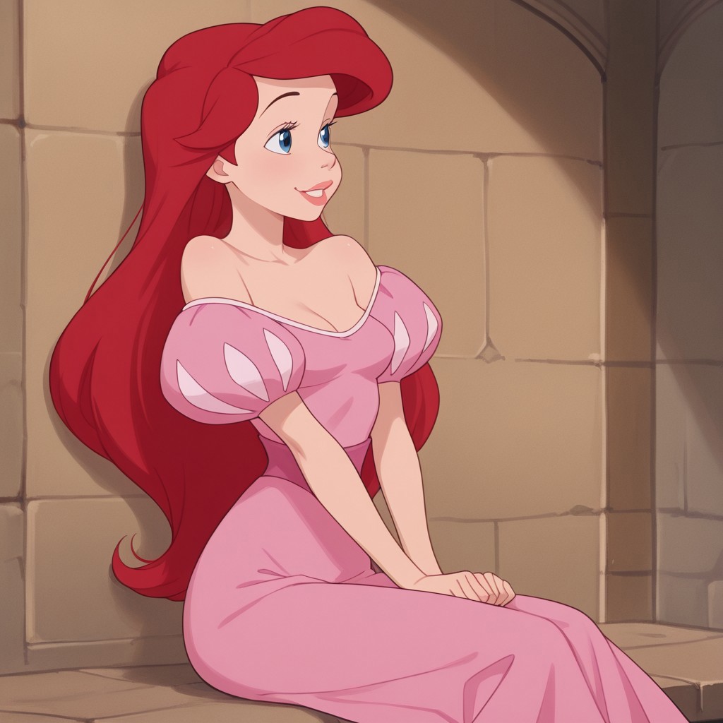 1girl, Ariel, pink dress, masterpiece, best quality