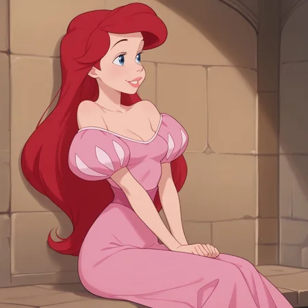 1girl, Ariel, pink dress, masterpiece, best quality