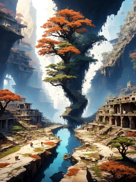 <lora:Cosmic anime-oil fusion v2:1>, Bonsai of a landscape of a Phenomenal Awful (Herculaneum:1.1) and Gypsy Underwater Canyon, indoors, Fall, Sketch, Hopeful, Bloom light, Concept Art World