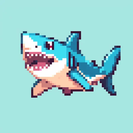 A baby shark, pixel art, PixArFK, <lora:PixelArtRedmond-Lite64:1>