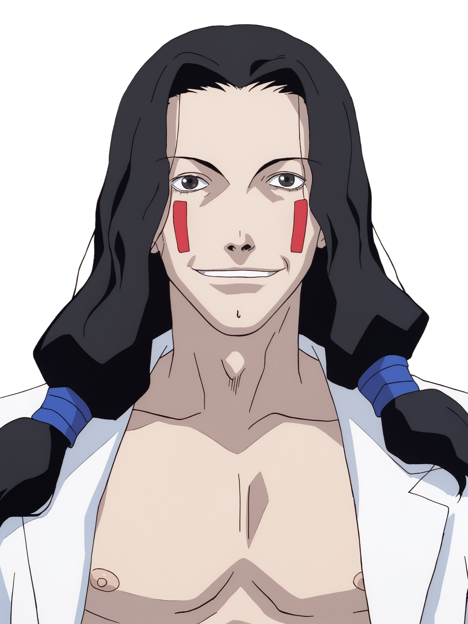 score_9, source_anime, rating_explicit, masterpiece, best quality, white background, <lora:Masami Eiri_PDXLv0.5:0.7> 1boy, masami eiri \(sel\), standing, upper body, looking at viewer, smile,