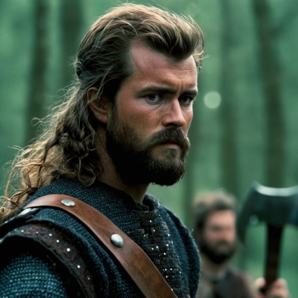 cinematic film still of <lora:detailed:0.2> 
<lora:perfection style:0.2>
<lora:Ron Fricke style:0.1>
 <lora:Braveheart film style:1>
In 1280 a sottish warrior man with a beard and a large axe,long hair,simple background,brown hair,1boy,holding,closed eyes,upper body,weapon,braid,male focus,holding weapon,armor,blurry,facial hair,beard,realistic,mustache,axe,holding axe,battle axe , 13th century, cinematic, kodak, Braveheart film style, shallow depth of field, vignette, highly detailed, high budget, bokeh, cinemascope, moody, epic, gorgeous, film grain, grainy