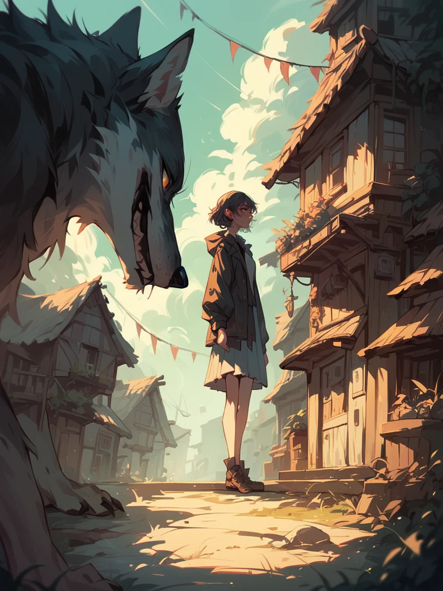 score_9, score_8_up, score_7_up, score_6_up, <lora:cr33pXLP:1> cr33p, 1girl, wolf