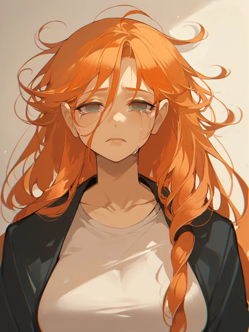 score_9, score_8_up, score_7_up, score_6_up, score_5_up,   <lora:ch0ngXLP:1> ch0ng, long hair, 1girl,  solo, portrait, ginger hair, curvy, large breasts, close up, depressed, tears