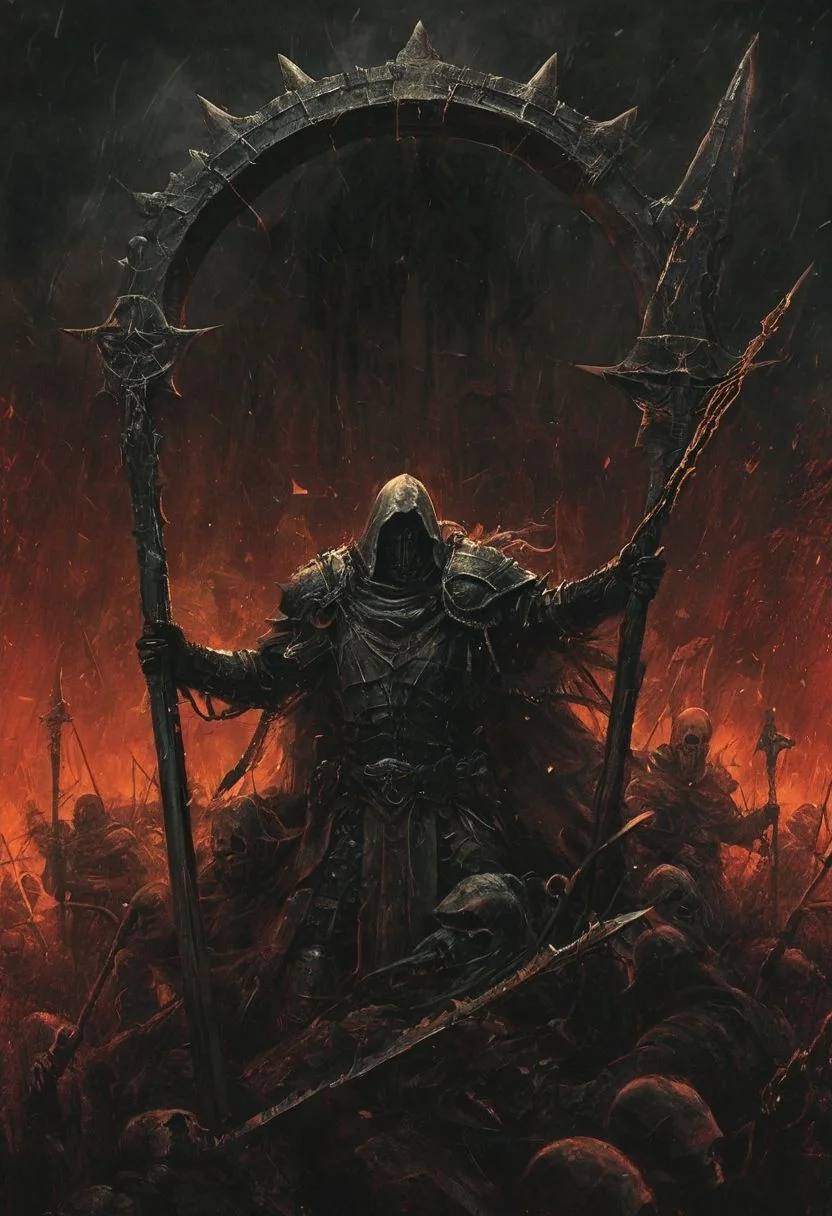 Completely Helm's fall absolutely nothing, pure black, detailed, but the Lord of the Rings of life are rising, FastNegativeV2, ral-dissolve,(James Ensor,Unica Zurn,Zdzislaw Beksinki:1.3), Skeletons,Weeping statues, Paranormal,Apparition, (Metallics:1.1), (Shape:1.1), (Monotyping:1.1), (Strobe light:1.3), Stone, Rhombus, ultra detailed, intricate, oil on canvas, dry brush, (surrealism:1.1), (disturbing:1.2) <lora:khorne:0.7> <lora:methurlant:0.5>
The king's guards fell like wheat before the scythe, their cries of alarm silenced by the swift and merciless blades of the assassin knights. In the heart of the fortress, they confronted the tyrant king himself, a figure wreathed in shadows and crowned with a crown of thorns.
A fierce battle ensued, the clash of steel and the crackle of dark magic filling the air with a palpable sense of impending doom. Sirah's daggers danced like silver serpents, finding their mark with unerring accuracy,
creating a hyperpunk scene with desaturated translucent DARK Red and beige details, colorful (polaroid:0.7) with vibrant colors, (vacations, high resolution:1.3), (small, selective focus, european film:1.2), (sexual advance:1.1), ,end of hopes ,silence, extremely detailed,dark,sad, easynegative, digital artwork by Beksinski, extremely detailed, dark, chiaroscuro, low-key,in the style of Kelly Slater ,style by Kelly Slater,closeup,digital artwork by Beksinski, style of Kelly Slate