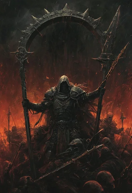 Completely Helm's fall absolutely nothing, pure black, detailed, but the Lord of the Rings of life are rising, FastNegativeV2, ral-dissolve,(James Ensor,Unica Zurn,Zdzislaw Beksinki:1.3), Skeletons,Weeping statues, Paranormal,Apparition, (Metallics:1.1), (Shape:1.1), (Monotyping:1.1), (Strobe light:1.3), Stone, Rhombus, ultra detailed, intricate, oil on canvas, dry brush, (surrealism:1.1), (disturbing:1.2) <lora:khorne:0.7> <lora:methurlant:0.5>
The king's guards fell like wheat before the scythe, their cries of alarm silenced by the swift and merciless blades of the assassin knights. In the heart of the fortress, they confronted the tyrant king himself, a figure wreathed in shadows and crowned with a crown of thorns.
A fierce battle ensued, the clash of steel and the crackle of dark magic filling the air with a palpable sense of impending doom. Sirah's daggers danced like silver serpents, finding their mark with unerring accuracy,
creating a hyperpunk scene with desaturated translucent DARK Red and beige details, colorful (polaroid:0.7) with vibrant colors, (vacations, high resolution:1.3), (small, selective focus, european film:1.2), (sexual advance:1.1), ,end of hopes ,silence, extremely detailed,dark,sad, easynegative, digital artwork by Beksinski, extremely detailed, dark, chiaroscuro, low-key,in the style of Kelly Slater ,style by Kelly Slater,closeup,digital artwork by Beksinski, style of Kelly Slate