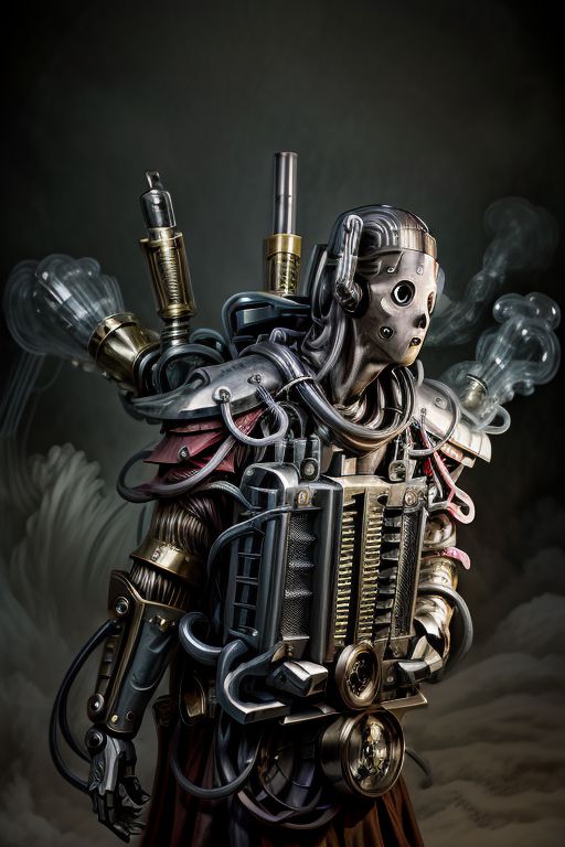 ((masterpiece,best quality)), absurdres, BREAK
mechanical arms, robes, hood, BREAK
((techpriest)), cyborg, mechanical face, mechanical limbs, gas mask, mechanical tentacles, (mechanical backpack), BREAK
1other, solo, holding pistol, firearm, handgun, pistol, gun, BREAK
factory background, smoggy sky, air pollution, smokestacks, BREAK
(mndsncybrmn)