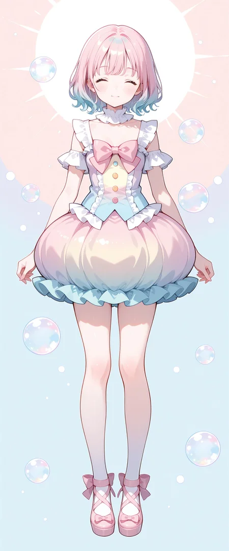 (fullbody, front facing, facing viewer) (pastel colors), 1girl, bubble skirt, short skirt, puffy skirt, skirt, ruffles, frills, bubble_skirt, , <lora:19a618b0-9c60-490e-984c-201466b5ed8f:0.7>, <lora:d10e6385-a080-4735-a8cf-9b683731baca:0.7>, <lora:7fa89c10-5601-4ced-9e6d-e50019f5aa4b:0.5>, <lora:c5d4ae1e-89a9-4ad0-b9e5-02d23ce63151:0.6>, <lora:ab19ebf7-99b5-4dc4-8f50-e9330005ed10:0.4>, <lora:e485f886-377e-4727-92e3-947262a0784f:0.3>, <lora:9b028ed1-1704-4c30-9b03-100d0979c813:0.2>, <lora:more_details:0.7>, , , , , , , ,