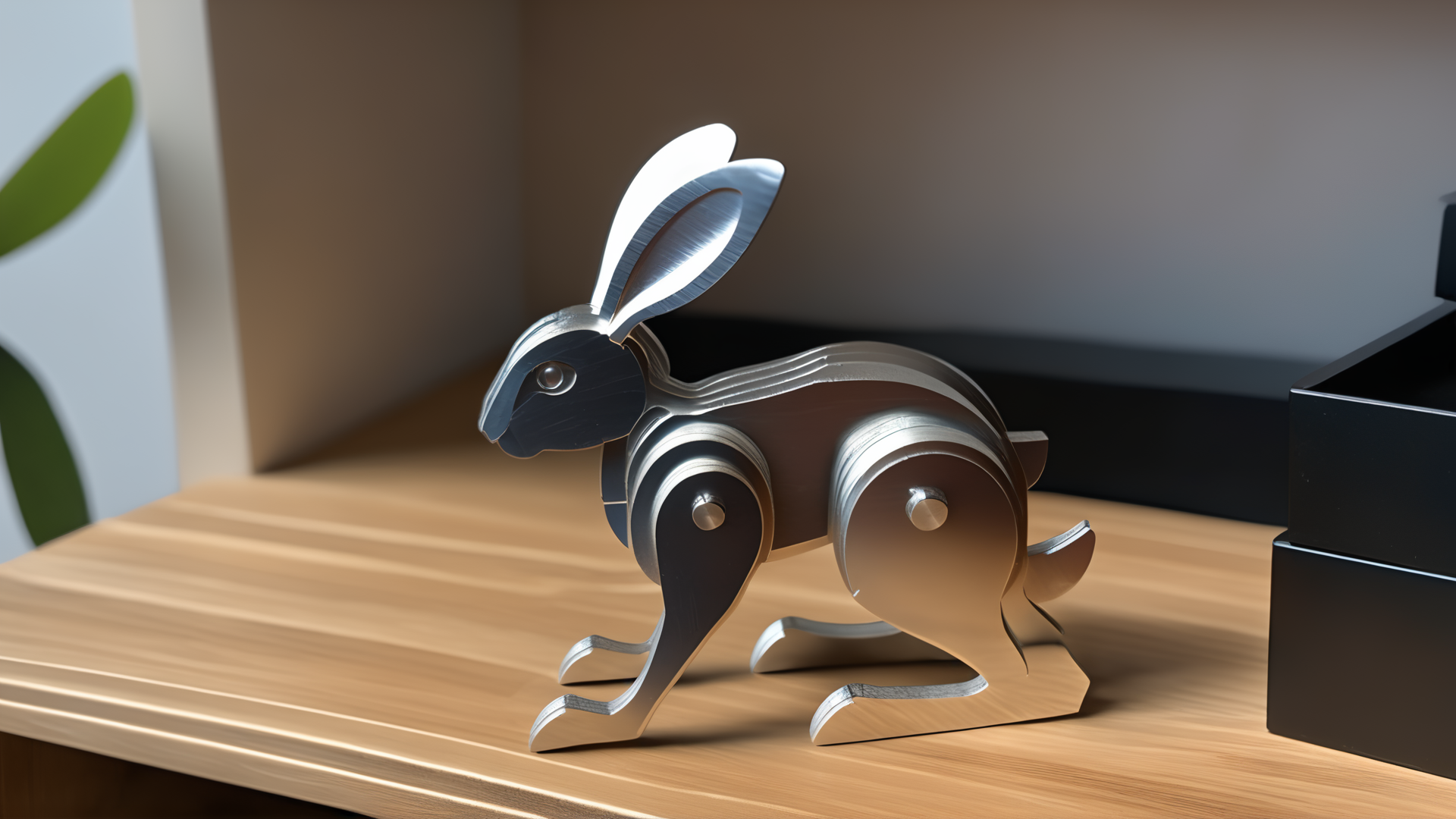 <lora:splicingtoycd_xl-000012:0.8>,a plane style steel hare made of splicingtoycd_xl on wooden desktop,three-dimensional puzzle,simple-structured,detailed,hi-res photo,chinese zodiac,no humans,silver theme,close-up,indoors,living room,simple background, emotional,harmonious,high budget,moody,epic,gorgeous,perfect lighting,realistic,photorealistic,photographic,photo (medium),real,moody lighting,volumetric lighting,reality ray tracing,8K,HDR,UHD,masterpiece,best quality,highly detailed,high resolution,finely detail,extremely detailed,ultra detailed,wallpaper