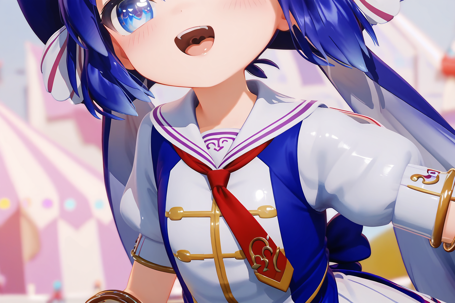 score 9, score 8 up, score 7 up, rating explicit,
detailed background, close up, face,
una, blue eyes, detailed eyes, light smile, open mouth,
shiny skin, blush, shirt, skirt, outdoors, <lora:una.pony:1>