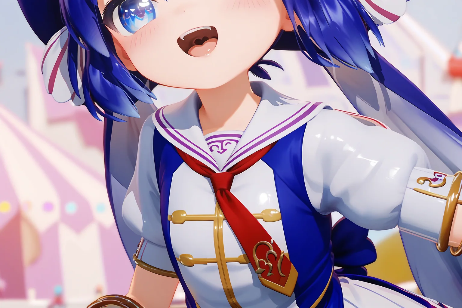 score 9, score 8 up, score 7 up, rating explicit,
detailed background, close up, face,
una, blue eyes, detailed eyes, light smile, open mouth,
shiny skin, blush, shirt, skirt, outdoors, <lora:una.pony:1>