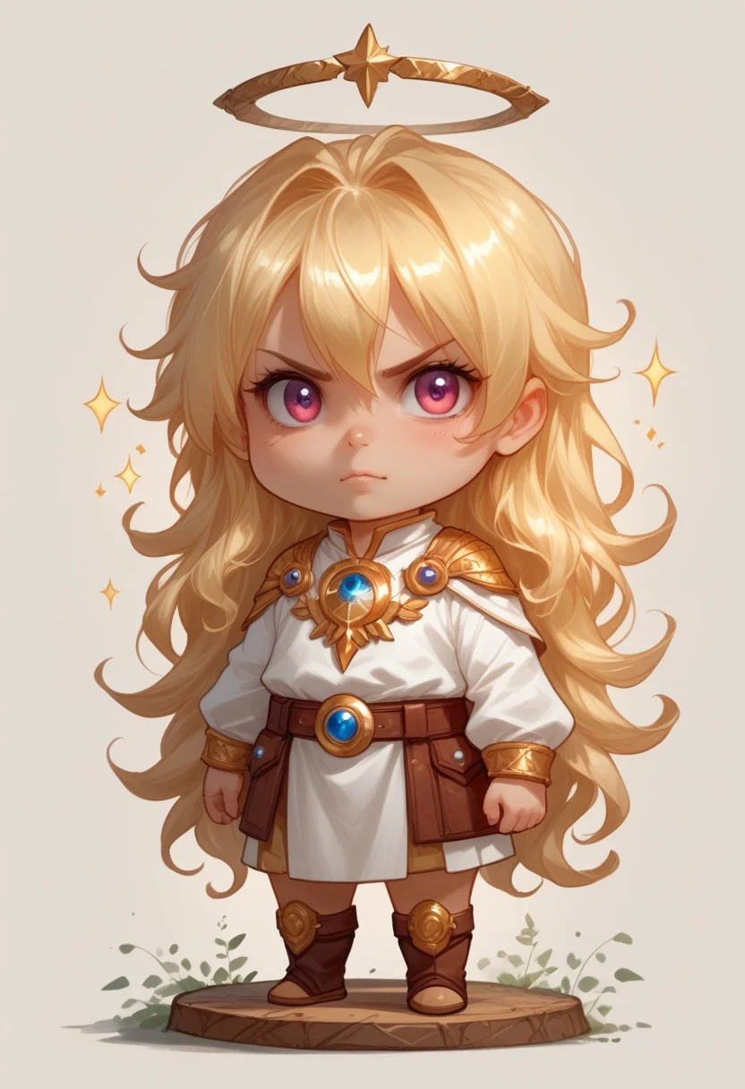 score_9, score_8_up, score_7_up, source_furry, solo, adorable chibi goddess, (flowing hair, long hair, Cosmic_hair:1.4), angry, arms crossed, view from above, goddess dress, (chibi body, sparkling body, pristine body:1.4), (indirect lighting, dynamic lighting:1.4), simple background, chibi art style, (detailed image, high resolution, 5k resolution:1.0), (realistic style, chibi art style, Las Lindas Art Style:1.2)