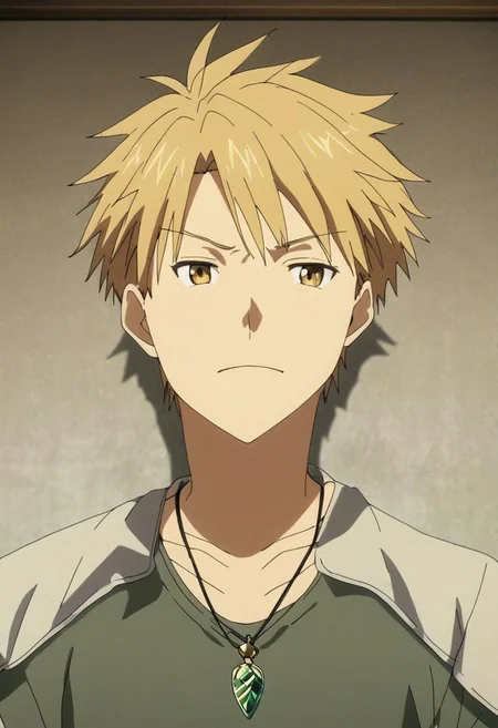 high resolution, solo, best quality, 1Boy, Yamato Ishida, Blond Hair, Necklace, kabedon pov, OverallDetail