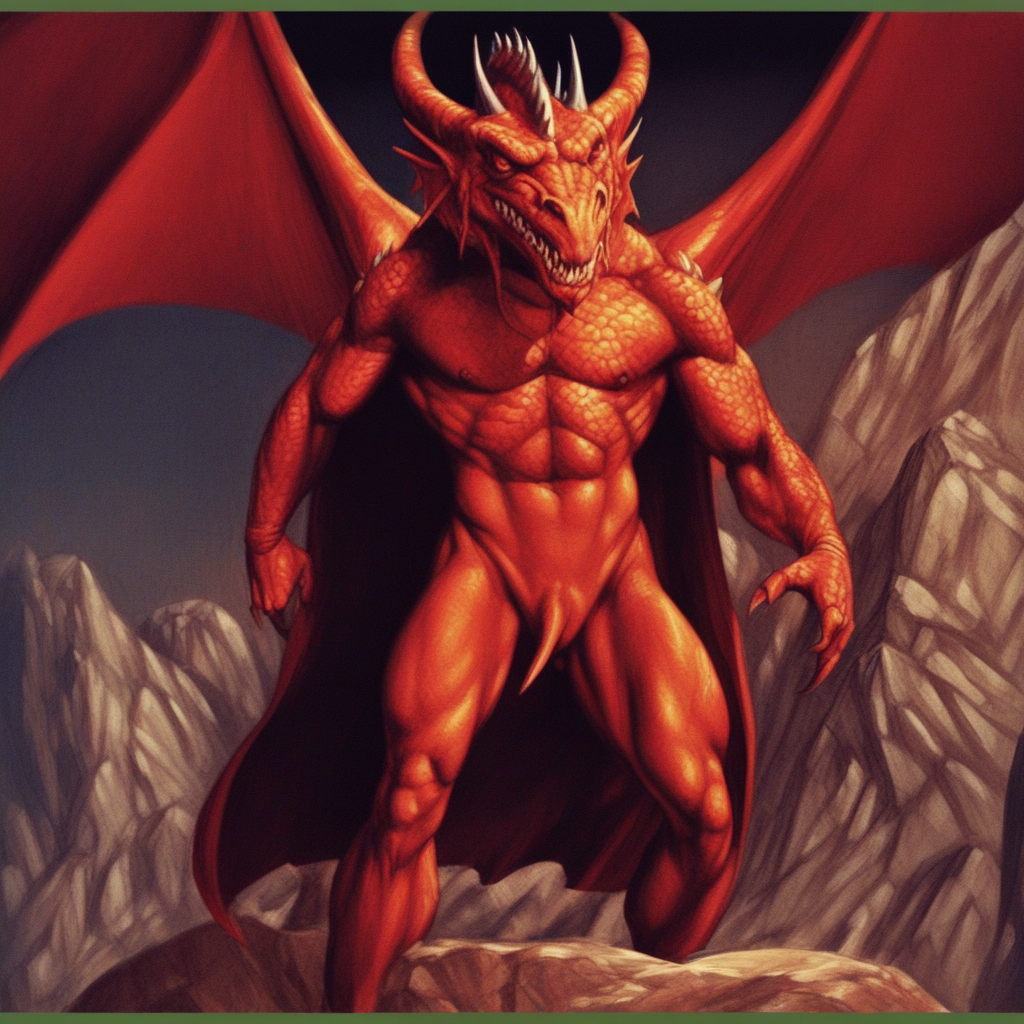 nude, nsfw, epic, dnd_art score_9 score_8_up score_7_up action scene movie stil armor 1boy cape dragon monster horns male focus helmet crossed arms retro artstyle standing dnd_art score_9 score_8_up score_7_up action scene movie stil