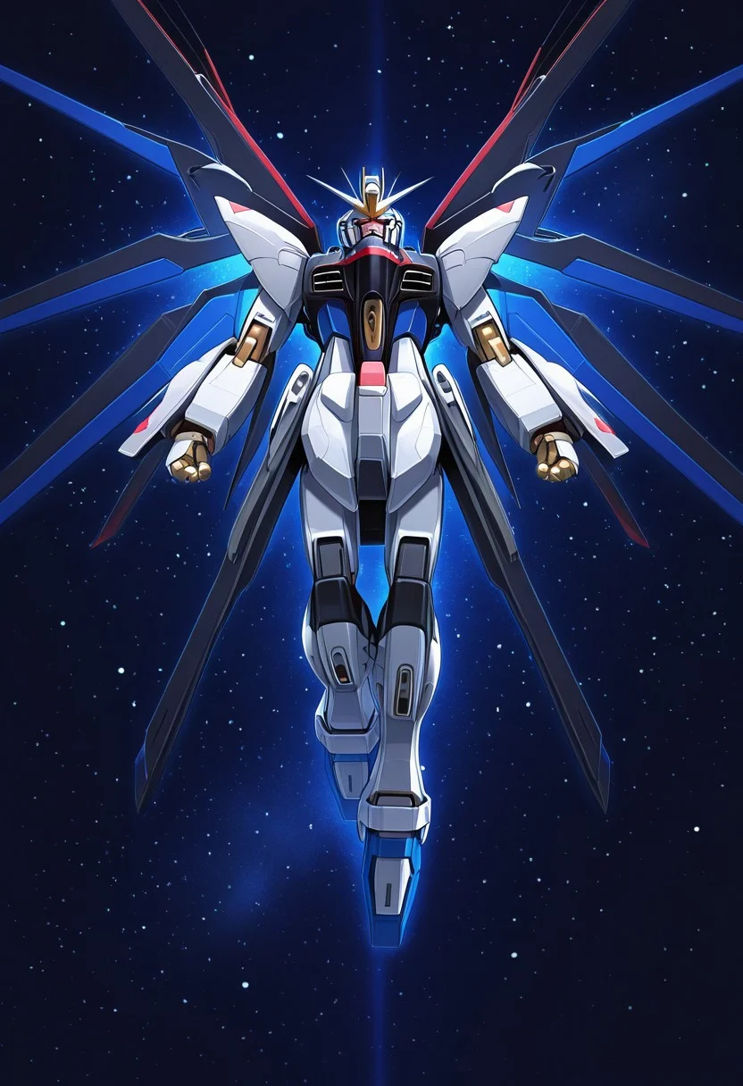score_9, score_8_up, score_7_up, score_6_up, score_5_up, score_4_up, 4k quality, detailed, (strike freedom, gundam, mecha), best quality, masterpiece, floating in space