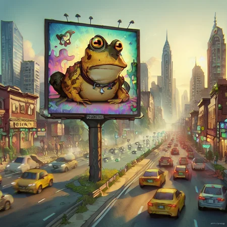 score_9, score_8_up, score_7_up, score_6_up, score_5_up, score_4_up, BREAK <lora:Billboard_Erector_PDXL:1>b1llb0ard,sign, <lora:ALL_GLORY_TO_THE_HYPNOTOAD:1>hypnotoad,city,traffic,