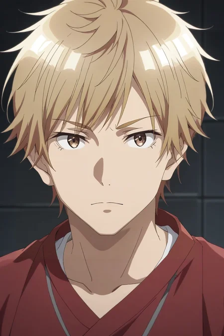 score_9, score_8_up, score_7_up, source_anime, rating_safe, intricate details, (realistic:0.6), looking at viewer, depth of field, 1boy, solo, male focus, <lora:shuuji_nakamura_pony:0.76>, shuuji_nakamura, blonde hair, brown eyes, short hair, , zombie costume, <lora:sdxl_lightning_8step_lora:1>