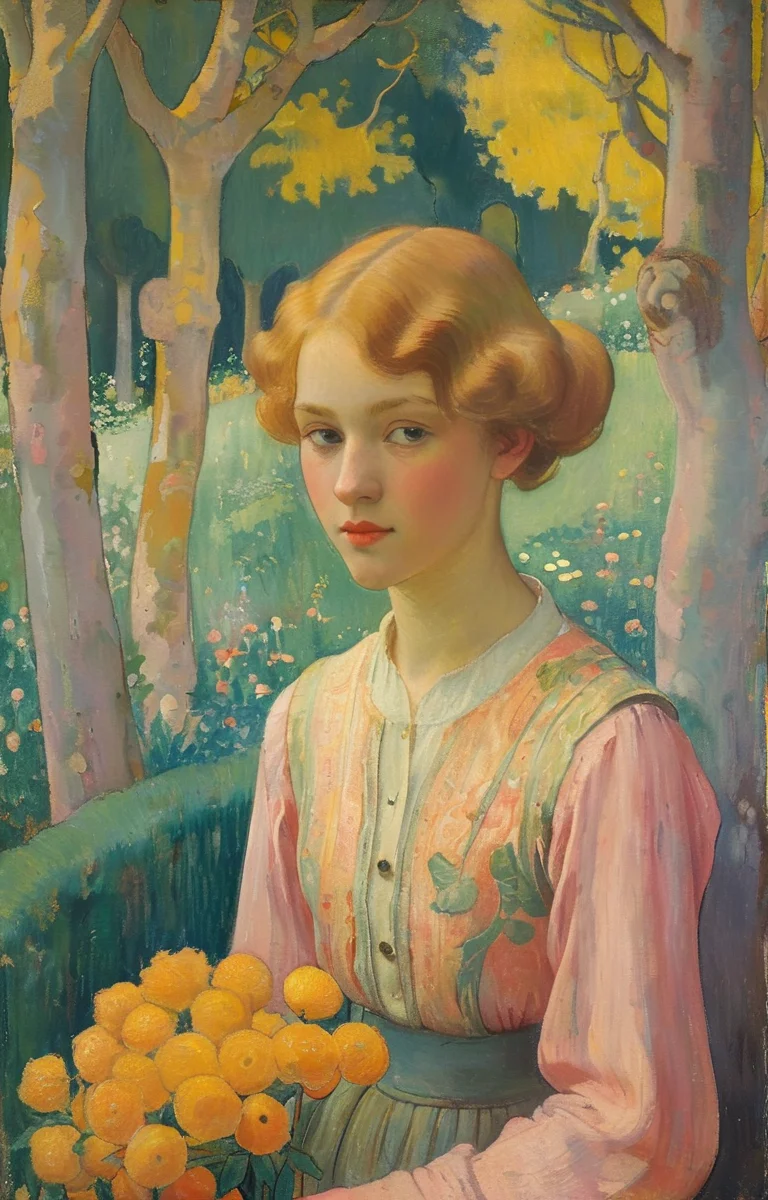 masterpiece,best quality,<lora:tbh380-sdxl:0.6>,illustration,style of Maurice Denis tech genius teenage girl