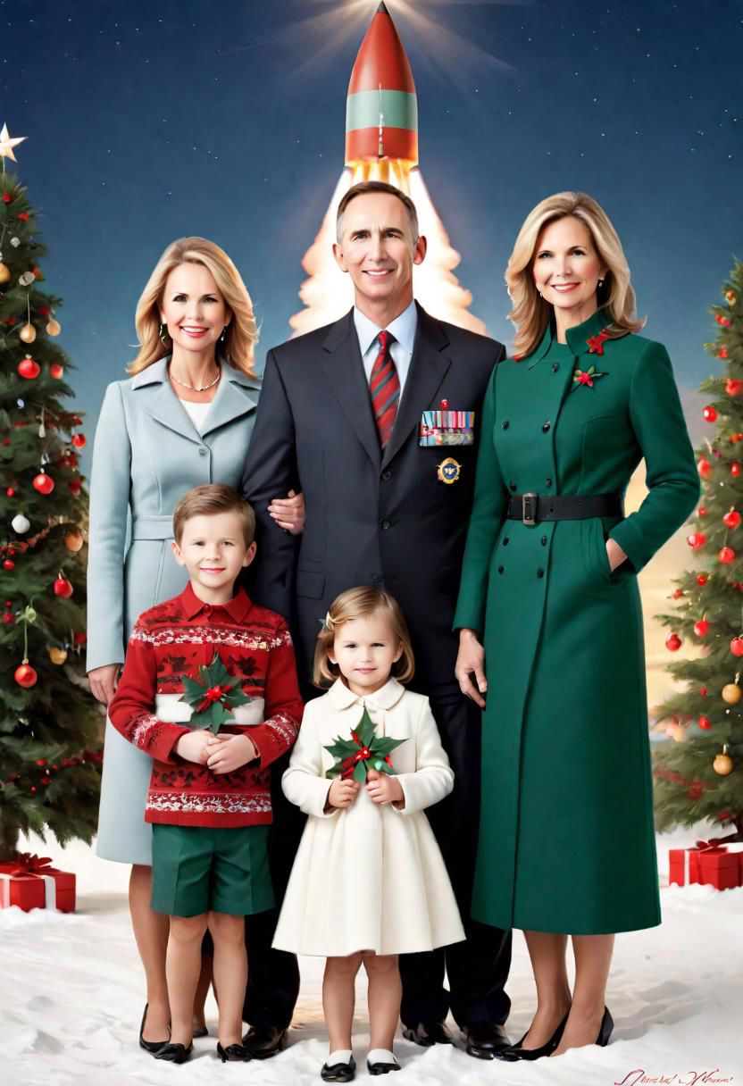 Christmas Card Family photo portrait, nuclear missiles