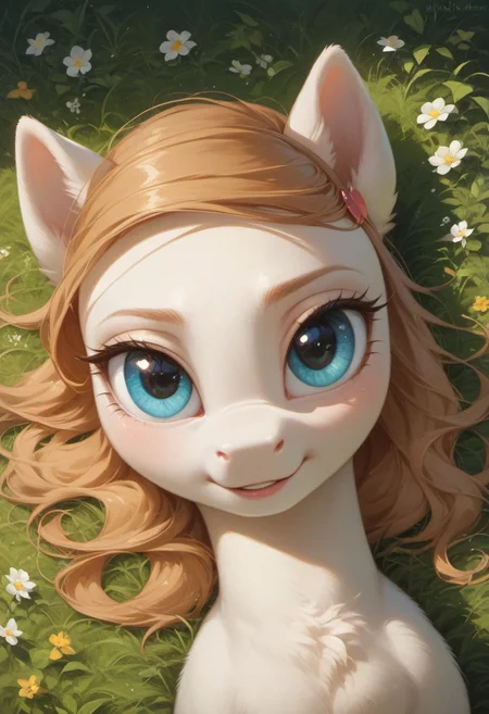 score_9, score_8_up, score_7_up, score_6_up, score_5_up, score_4_up, detailed background
Outdoors, grass
Cream heart mlp, feral, pony, feral pony, solo, break.
looking at viewer, very seductive, upper view, lying on grass, sfw