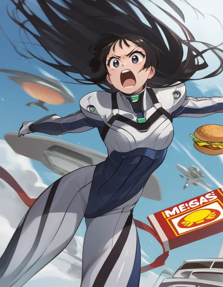 <lora:aoba-ponyxl-000020:1> tsuzaki, black hair,
pilot suit,
1girl, shouting, mcdonald's, score_9, score_8_up, score_7_up, score_6_up, score_5_up, score_4_up