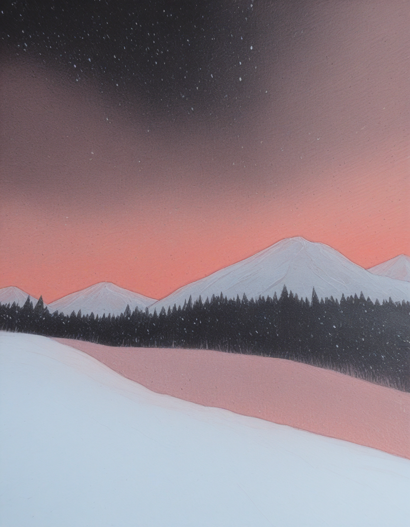 watercolor, traditional watercolor style, paper texture, dutch angle, abstract background, black background, red theme,

no humans, snowy mountainside, blizzard,