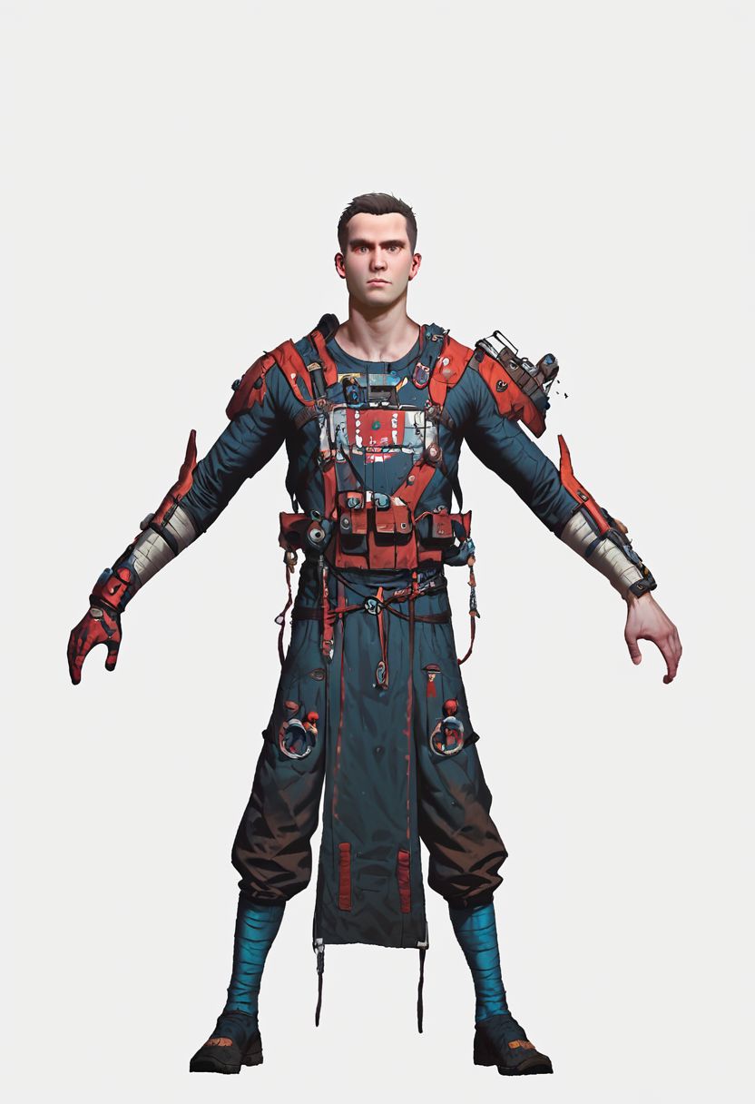 score_9, score_8_up, score_8_up, 1boy, survivalist, tpose, standing, full body, white background, survivalist, rust game, brutal man, serious face, usual body, realistic, perfect face