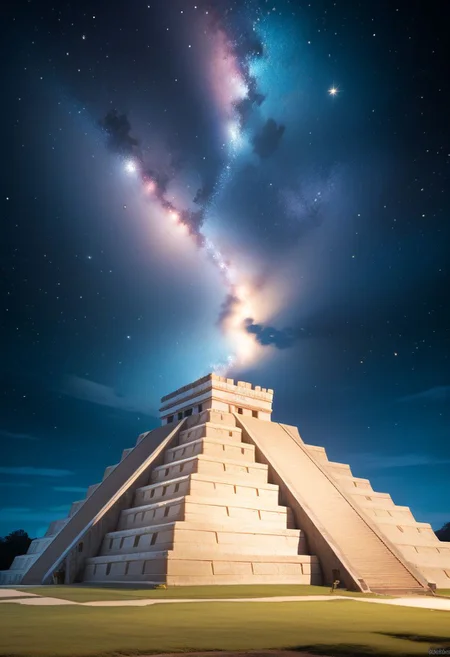 score_9, score_8_up, score_8, medium breasts, (curvy), cute, eyelashes,
BREAK,
zzChichenItza in background,
no humans, night, building, star (sky), night sky, starry sky, milky way,
zPDXL,