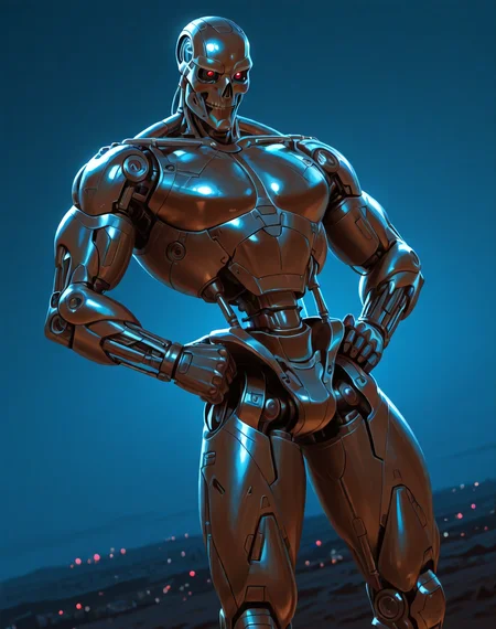 <lora:Terminator_(Terminator)_(Illustrious)_(AD):1> Terminator, robot, endoskeleton, 
((
exterior, science fiction, night, night time, post apocalyptic landscape, 
dutch angle, dynamic action, male focus, solo, villain, solo, powerful, superiority, brushed titanium, large shoulders, thick arms, thick legs, wide chest, hands on hips, 
)),
BREAK: very awe, aesthetically pleasing, masterpiece, best quality, amazing quality, very aesthetic, depth of field, absurd details, depth of field, atmospheric rendering, natural shading, soft shading, 
BREAK: lazympos, lazypos (3),