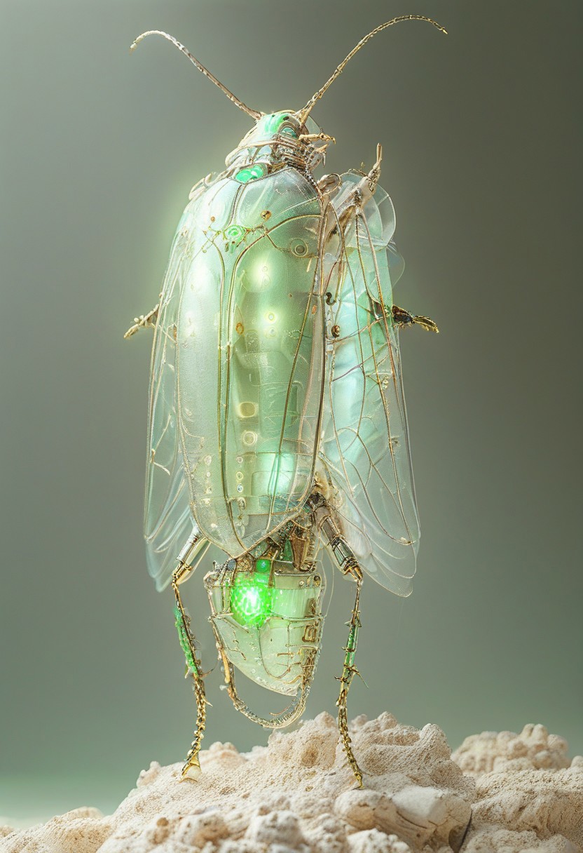 Necron, electricity, green glow, green theme, Insect type robot, jxkc