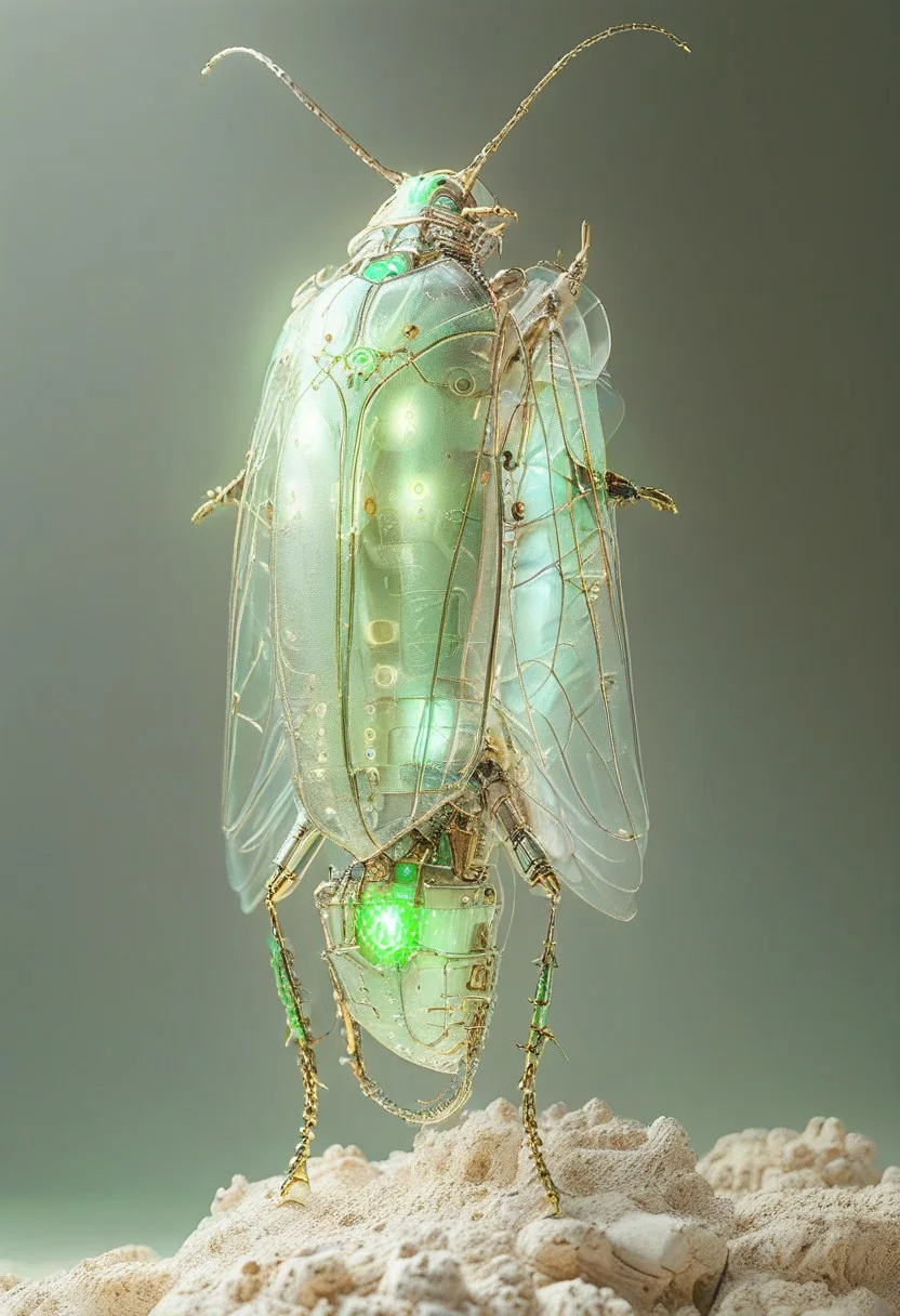 Necron, electricity, green glow, green theme, Insect type robot, jxkc