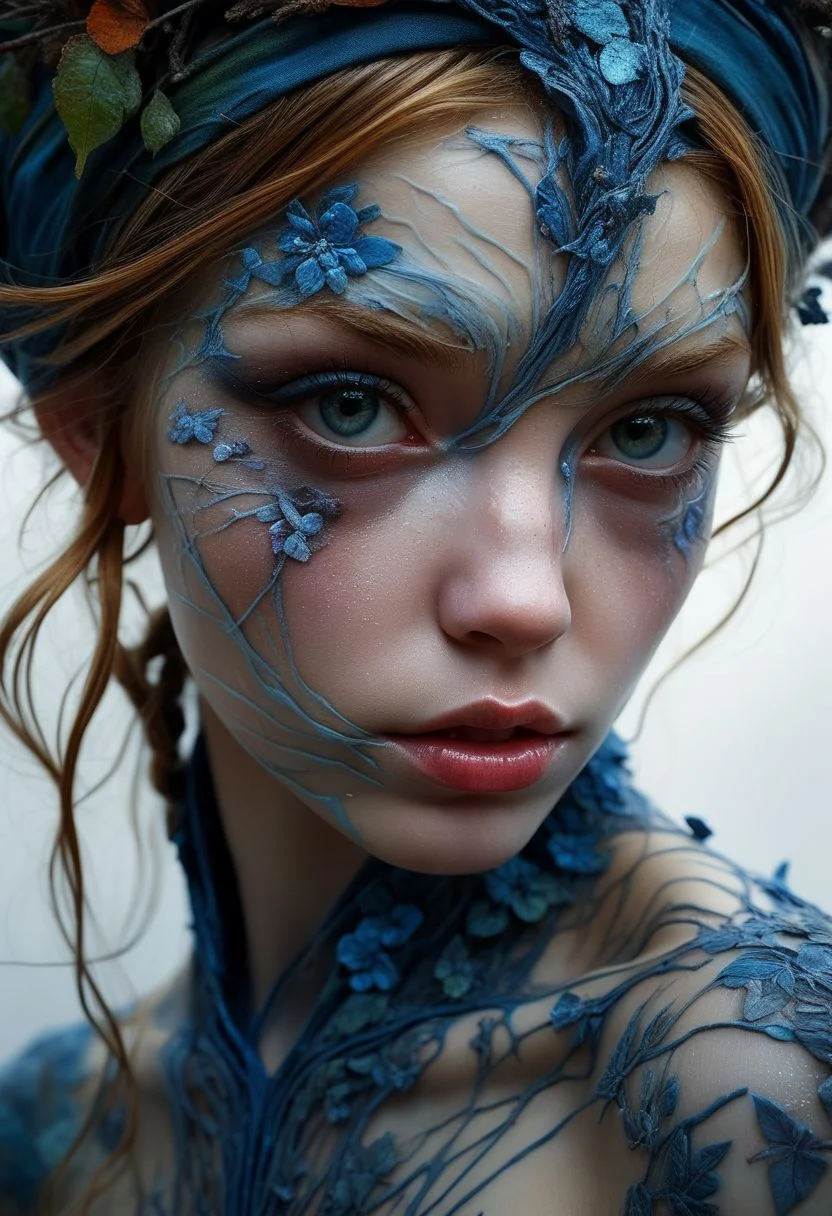 Close-up face, messy make-up, mysterious girl in traditional clothing, goddess, alluring, by Minjae Lee, Carne Griffiths, Emily Kell, Steve McCurry, Geoffroy Thoorens, Aaron Horkey, Jordan Grimmer, Greg Rutkowski, amazing depth, double exposure, surreal, intricately detailed, bokeh, perfect balanced, deep fine borders, artistic photorealism , smooth, great masterwork by Suiras <lora:add-detail-xl:2> <lora:Double_Exposure:0.5>