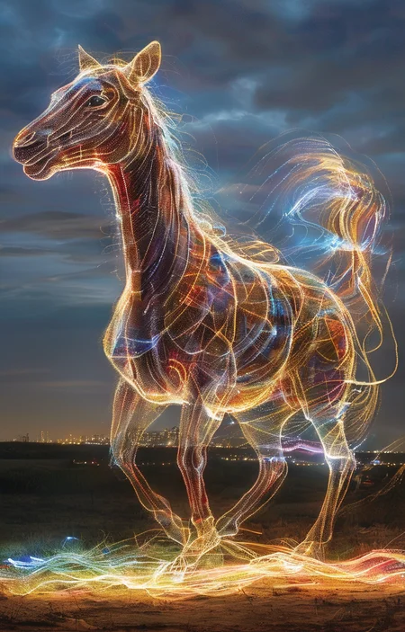 masterpiece,best quality,<lora:tbh247-sdxl:0.9>,illustration,style of Light painting animals