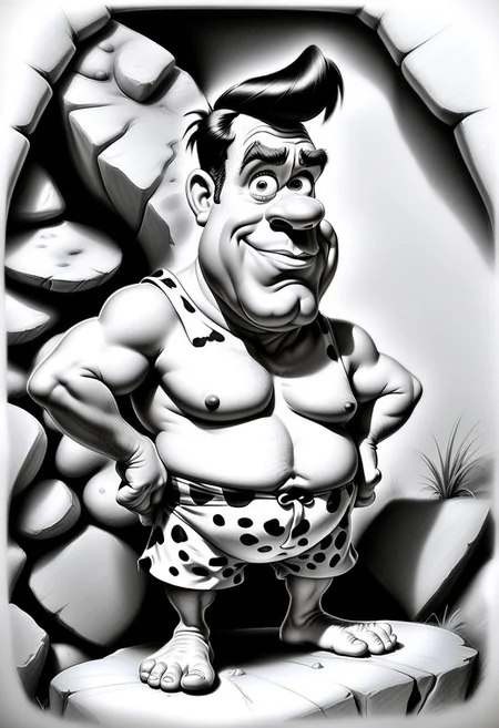 fred flintstone made out of Jed-Pen , <lora:PencilDrawingStyle:0.7>