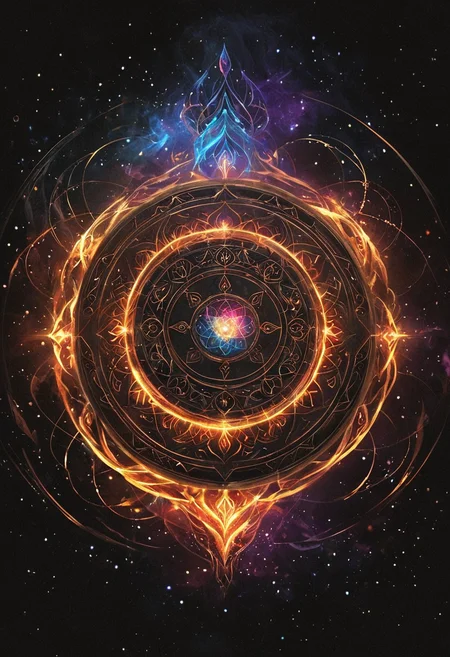 ethereal fantasy concept art of  <lora:R0k00bstr0ctHD:1>,r0k00bstr0cthd,r0k00bl0ckb0ckgr00ndhd,(shiny, fire, multicolored, black background, glowing, magic circle, aura), . magnificent, celestial, ethereal, painterly, epic, majestic, magical, fantasy art, cover art, dreamy