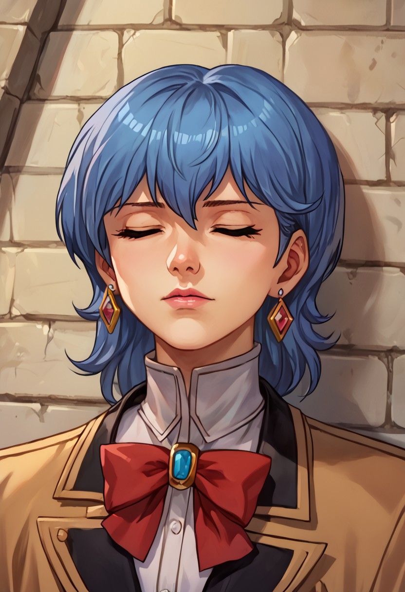 score_9, score_8_up, score_7_up, source_anime,
, (best quality) , (highly detailed) ,masterpiece ,absurdres ,detailed face ,beautiful face ,
<lora:pony_xl_Hildegard:0.8>,Hildegard,score_9,score_8_up,1girl,female,kawaii,solo,Long hair,earrings blond hair
 jacket, long sleeves, red bow, black skirt, red leggings, black boots, closed eyes, lying on the ground, dungeon
best quality, masterpiece, very aesthetic, ,,(portrait, upper body),
OverallDetail