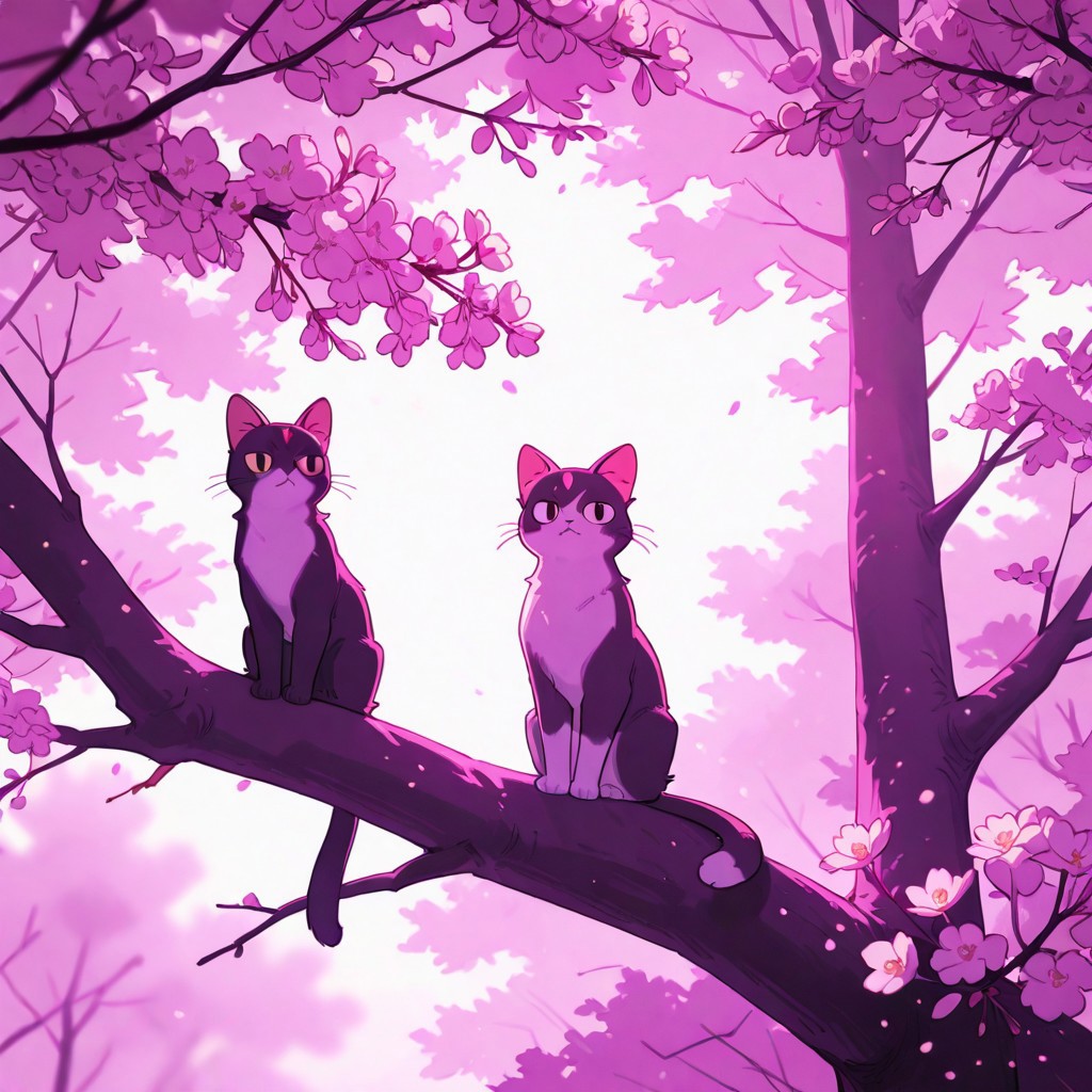 A monochromatic, black-and-white photograph of two cats sitting on a tree branch, facing each other in an intimate and harmonious pose. The left cat is black, while the right cat is white, creating a striking contrast. They are surrounded by delicate, blooming branches with small flowers, adding a serene and romantic atmosphere. The background is softly blurred, focusing the viewer's attention on the cats and their interaction. The lighting is soft, emphasizing the texture of their fur and the gentle ambiance of the scene.
<lora:Anime v1.3:1.2> <lora:Blue_Future:0.9> <lora:Ethereal Brush Anime v2.0:0.6> <lora:It's a LoRA for portraits, BUT! actually specialized in backgrounds. v1.0:0.2>
,blue sphere on background