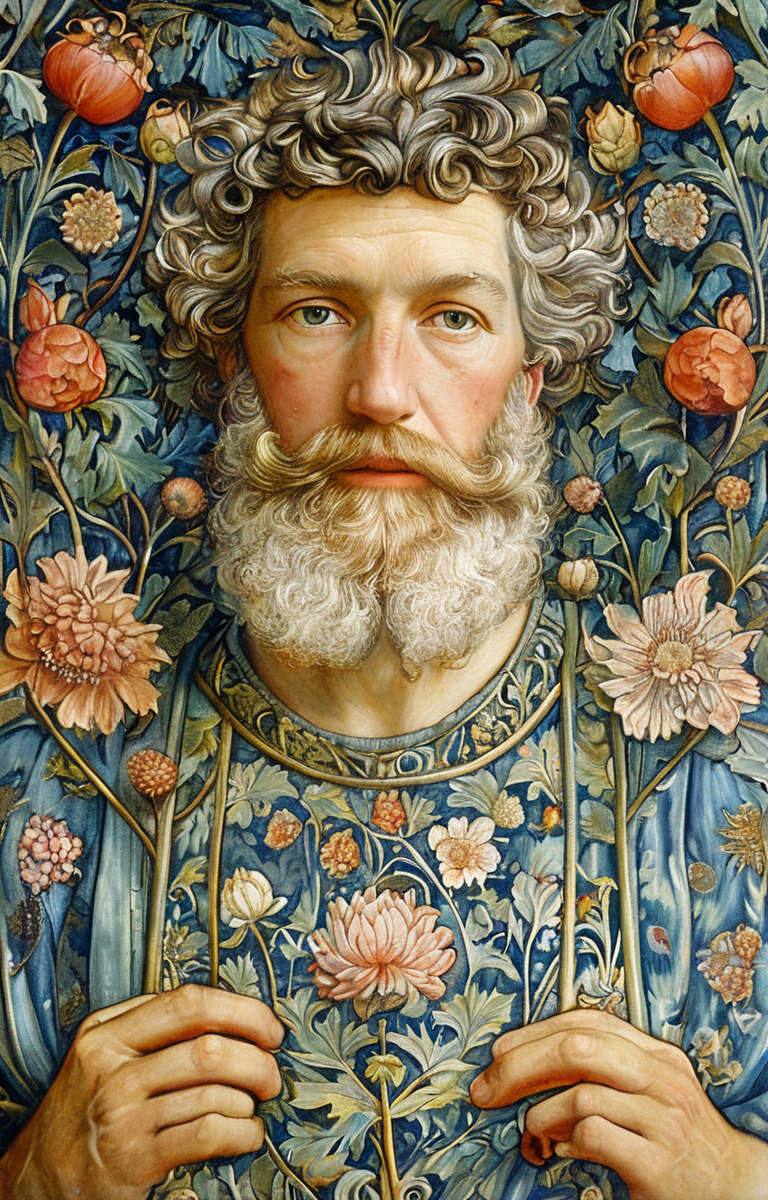 masterpiece,best quality,<lora:tbh192-sdxl:0.9>,illustration,style of William Morris portrait of family