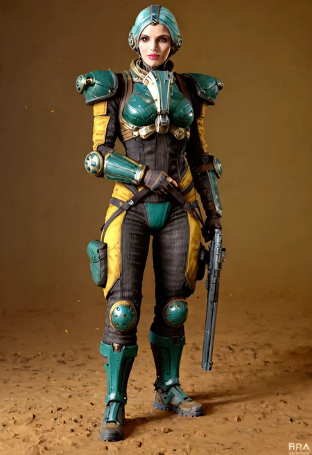 badass Grineer lancer, grineer lancer, teal grineer, Wearing mask, mask on, grineer mask, grineer mask on, yellow eyes, 1boy, grineer lancer outfit, wearing grineer mask, holding gun, grineer gun, grakata, holding grakata,
(Grineer mask), , (dark shot:1.17), ((epic)) realistic, faded, , art, (hdr:1.5), (muted colors:1.2), hyperdetailed, (artstation:1.5), cinematic, warm lights, dramatic light, (intricate details:1.1), complex background, (rutkowski:0.8),((full body:1.9)), by Blizzard entertainment, big armor, l, wearing corpus helmet, low light, facing camera, lot of details, detailed armor, half side portrait, on corpus tileset, (night time),