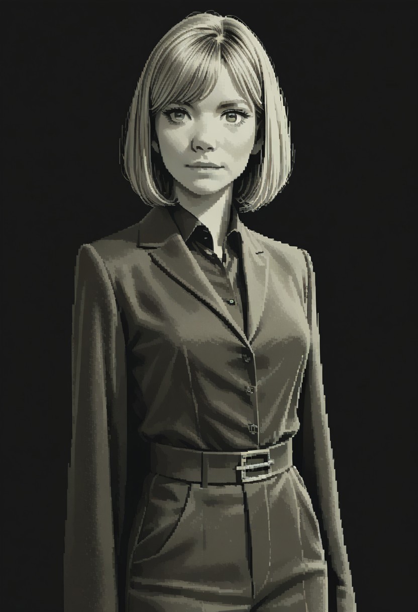 score_9, score_8_up, 
green theme, monochrome, pixel, source_anime, bold lines, flat colors,
very aesthetic, Expressiveh, belatricepamford, medium breasts, formal clothes, (skinny:0.3)