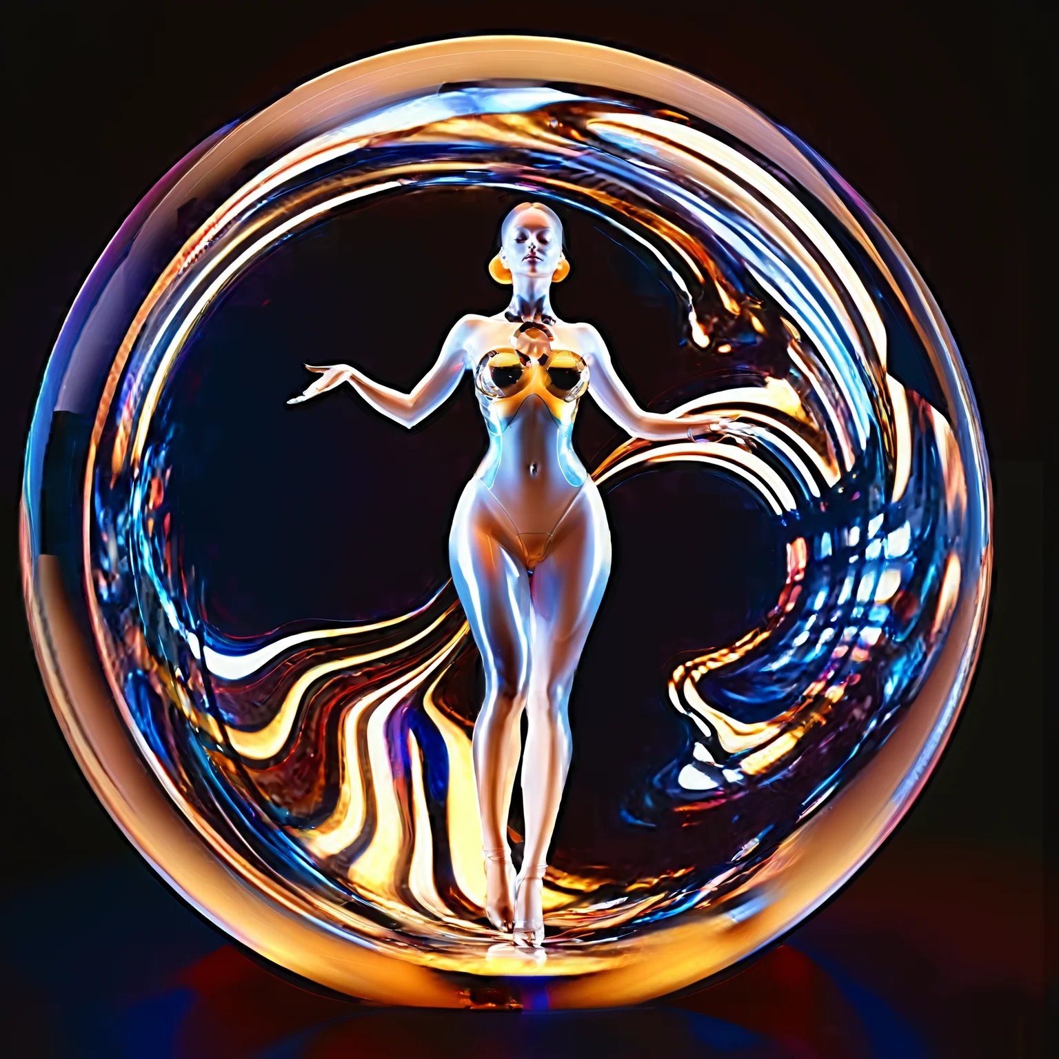 cinematic film still a colorful circular with a black background, schlieren flow visualisation, science magazine, protophyta, klein bottle, georgia o'keefe, official artwork, spelljammer, terraformation, â femme on a galactic shore, symmetry concpet art, by William Mossman, chromatic colors, flowing mucus, trichromatic colors, experiment, As the spotlight illuminates the empty arena, a harlequin female appears, her movements fluid and graceful. With each exhale, she creates a new soap bubble, each one a miniature world of its own, reflecting the vibrant colors of her costume and the spot lighting., <lora:Oblivion_lcm_structure_Craft_a_high-resolution:0.8>, <lora:glowneon_xl_v1:0.8>, glowneon, glowing, sparks, lightning . shallow depth of field, vignette, highly detailed, high budget, bokeh, cinemascope, moody, epic, gorgeous, film grain, grainy