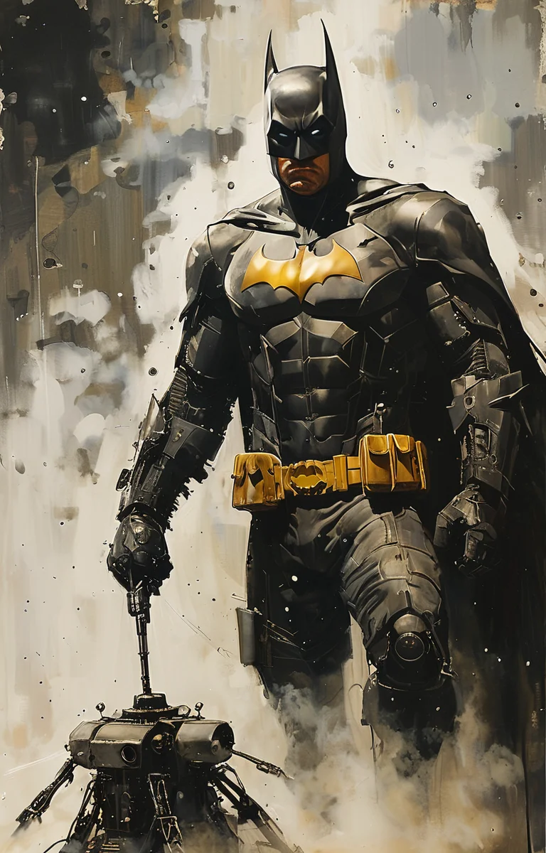 masterpiece,best quality,<lora:tbh223-sdxl:0.9>,illustration,style of Greg Capullo,batman, portrait of Housework robots