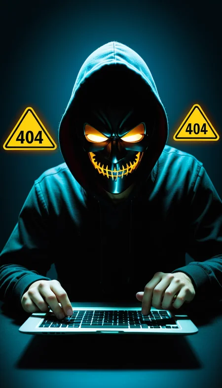 Hacker, Cyber-threat, " Error 404 !!! " <lora:FF Safe AnimXL-FA-TX:0.8>